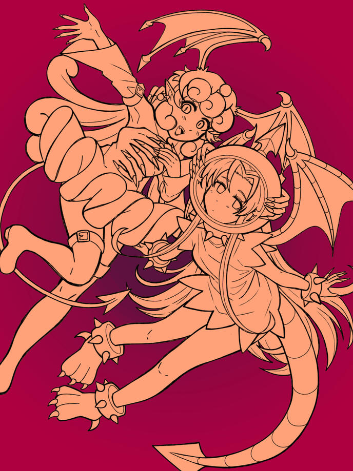 Full illustration (Two characters, sketch)